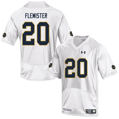 Notre Dame Fighting Irish Men's C'Bo Flemister #20 White Under Armour Authentic Stitched College NCAA Football Jersey FGZ2499SG